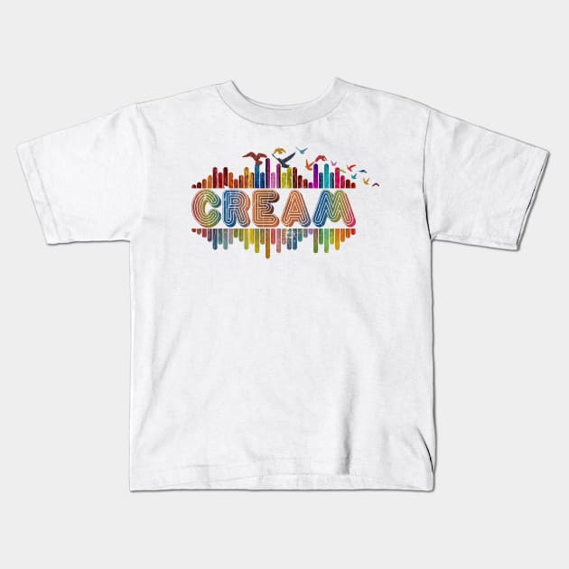 Tone Color Wave With Name-Cream Kids T-Shirt by Mysimplicity.art